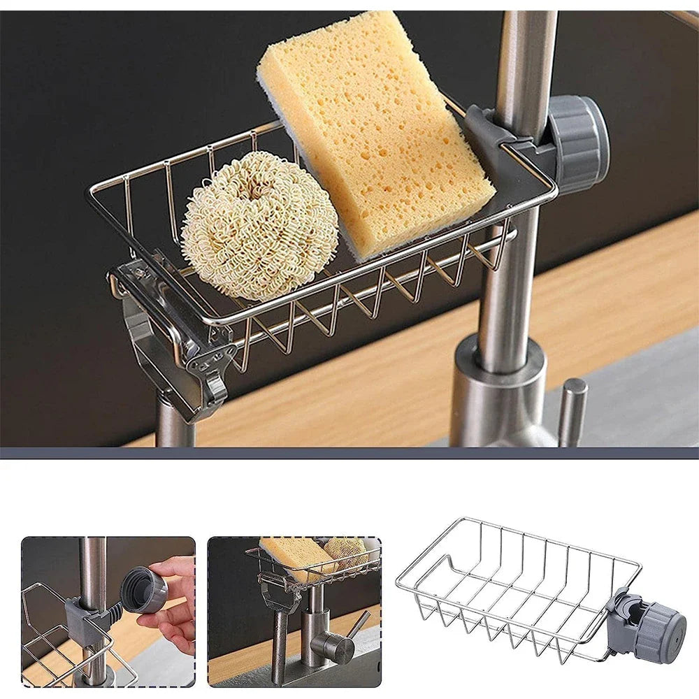 Adjustable Sink Faucet Storage Rack