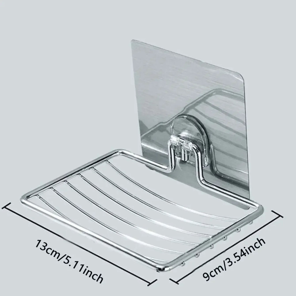1pc-Stainless steel soap rack, wall mounted soap rack, drainage soap tray, simple soap storage rack in home bathroom