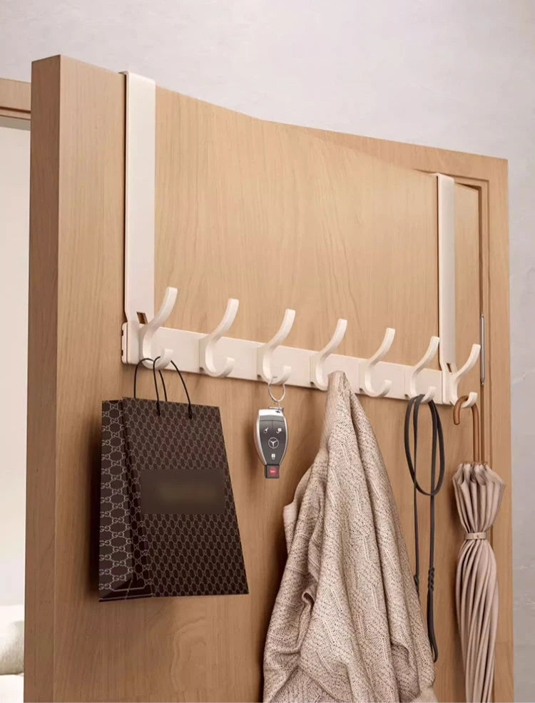 Over the Door Storage Organizer Hanger Clothes Hooks Behind The Door Wall Hanger Hooks No Punch Coat Rack Home Storage Door Hook