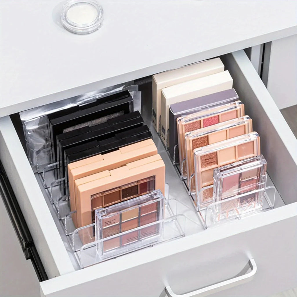 1pc Plastic Transparent 7-Slot Cosmetic Organizer Multi-Functional Makeup Holder Home Office Bathroom Dressing Table Sorting Box