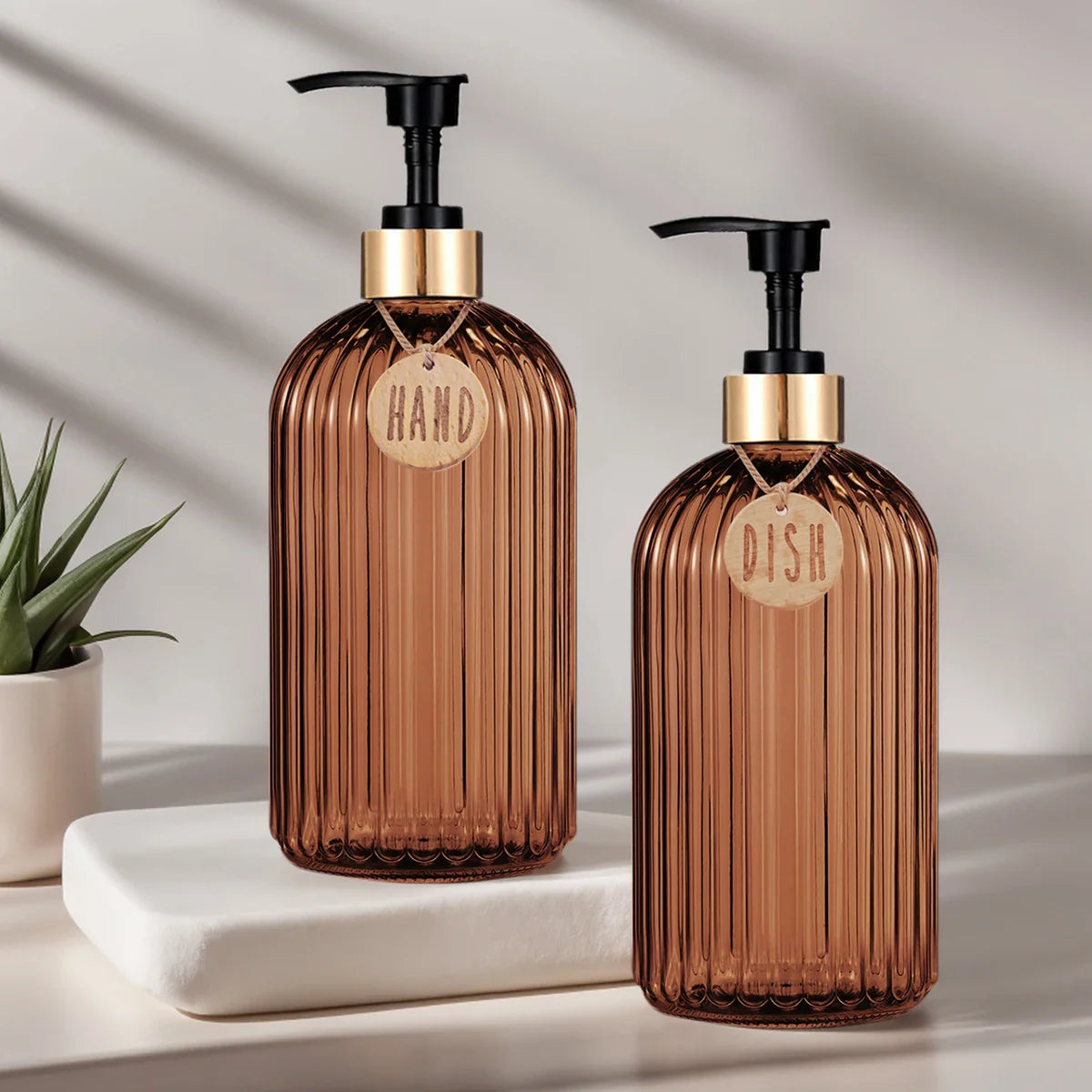 Amber Glass Soap Dispenser