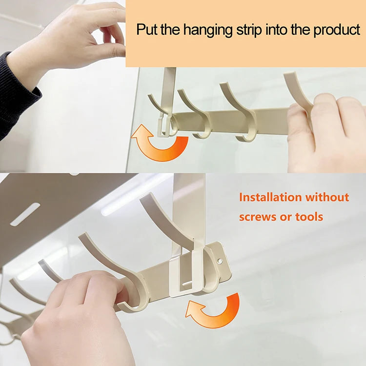 Over the Door Storage Organizer Hanger Clothes Hooks Behind The Door Wall Hanger Hooks No Punch Coat Rack Home Storage Door Hook