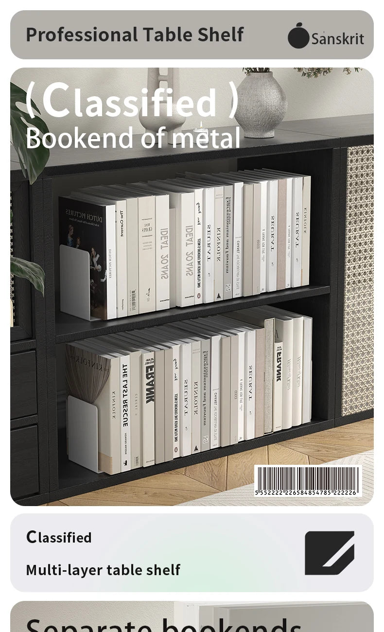Bookends 6 Pair, White Metal Book Ends, Bookends for Shelves, Book Stopper for Heavy Books, Book Dividers for Home Office