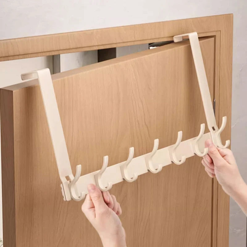 Over the Door Storage Organizer Hanger Clothes Hooks Behind The Door Wall Hanger Hooks No Punch Coat Rack Home Storage Door Hook