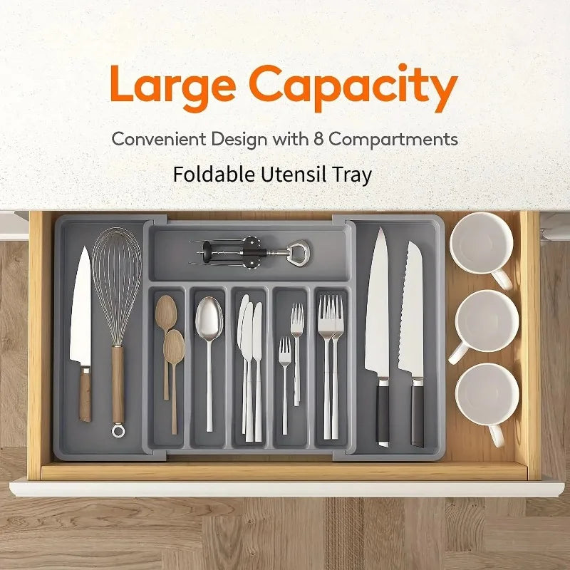 Expandable Bamboo Cutlery Organizer