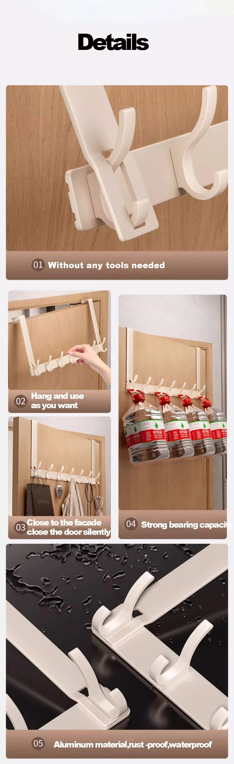 Over the Door Storage Organizer Hanger Clothes Hooks Behind The Door Wall Hanger Hooks No Punch Coat Rack Home Storage Door Hook