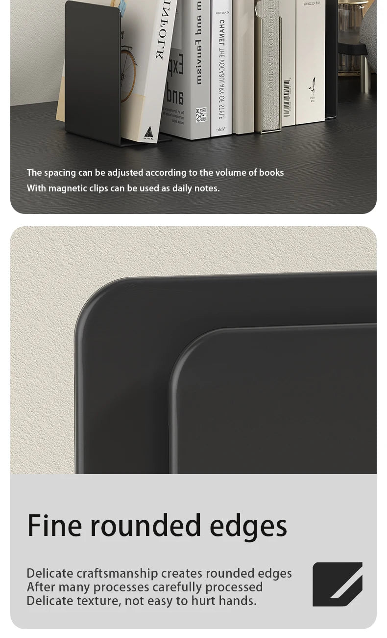 Bookends 6 Pair, White Metal Book Ends, Bookends for Shelves, Book Stopper for Heavy Books, Book Dividers for Home Office