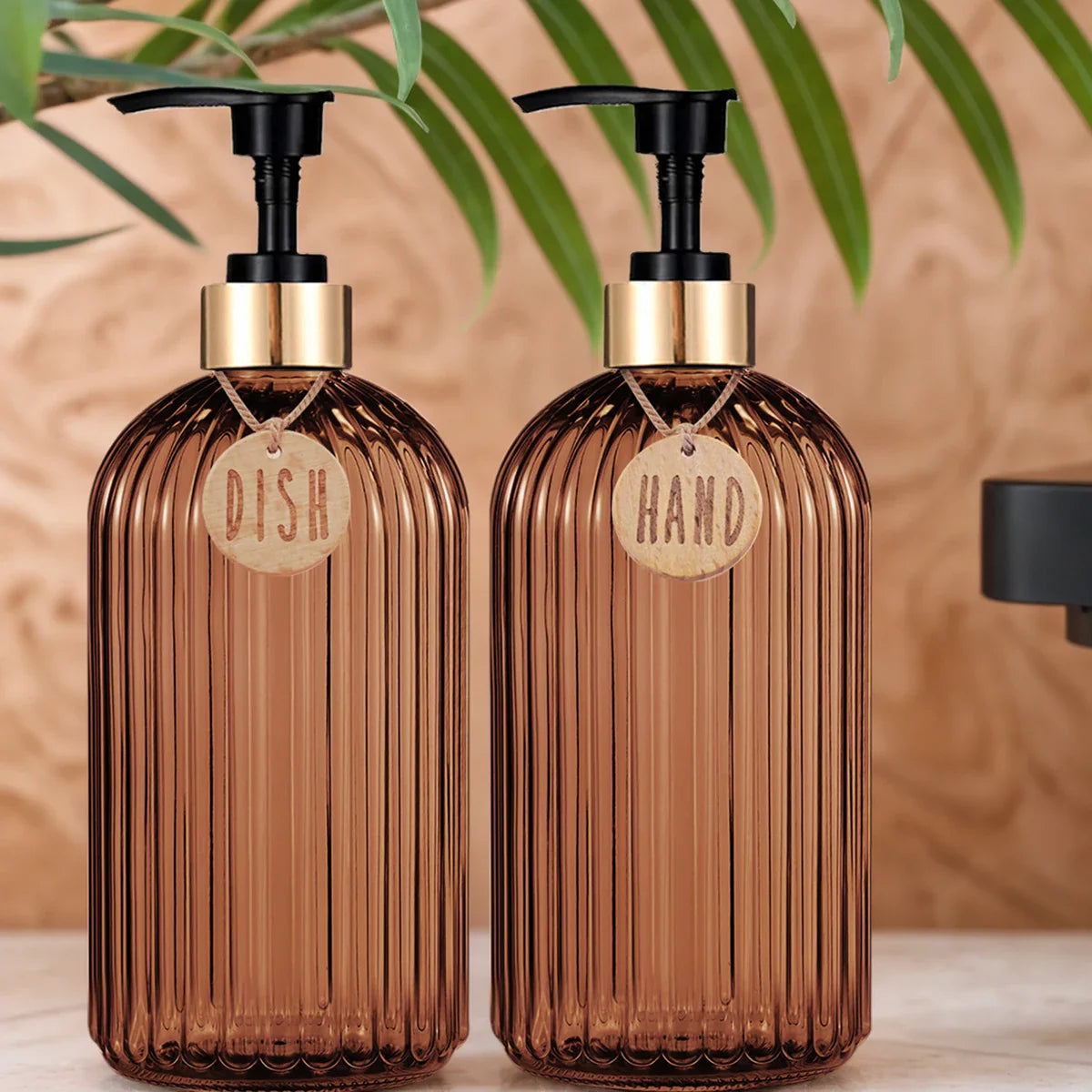 Amber Glass Soap Dispenser