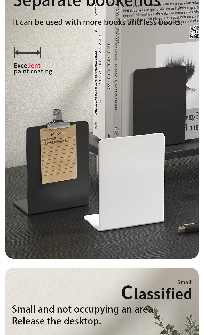 Bookends 6 Pair, White Metal Book Ends, Bookends for Shelves, Book Stopper for Heavy Books, Book Dividers for Home Office
