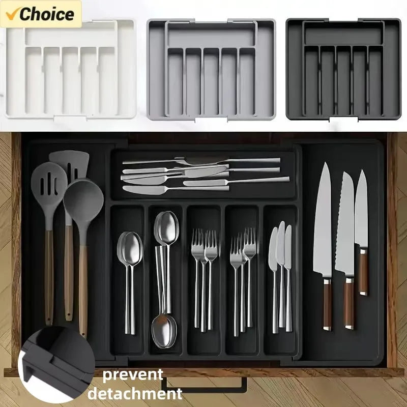 Expandable Bamboo Cutlery Organizer