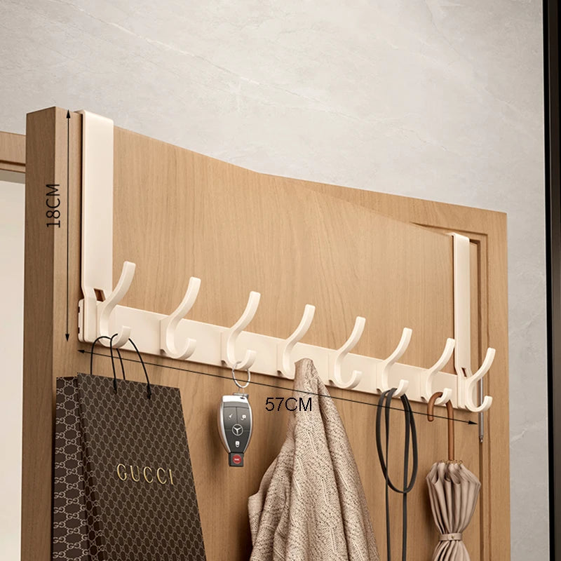 Over the Door Storage Organizer Hanger Clothes Hooks Behind The Door Wall Hanger Hooks No Punch Coat Rack Home Storage Door Hook