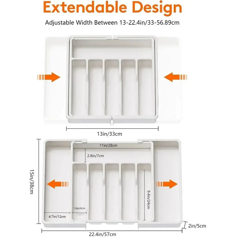 Expandable Bamboo Cutlery Organizer