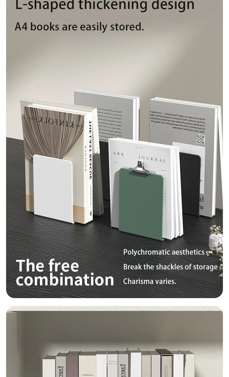 Bookends 6 Pair, White Metal Book Ends, Bookends for Shelves, Book Stopper for Heavy Books, Book Dividers for Home Office
